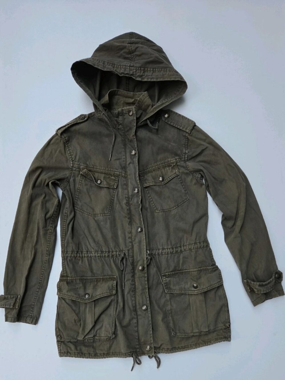 Talula XS Olive Green Utility Military Field Jacket Cargo Hood Y2K
